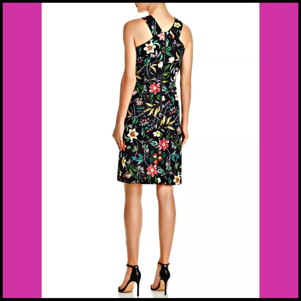 SAM EDELMAN BLACK TROPICAL PRINTED SHEATH DRESS - Picture 2 of 8